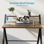 GreenForest No Assembly Folding Desk, 2-Tier Compact Computer Desk with Shelf, 30 inch Space Saving Foldable Table for Home Office, Dorm or Apartment, Portable Collapsible Sturdy Laptop Desk, Espresso