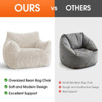 Giant Bean Bag Chair for Adults, Oversized Memory Foam Bean Bag Sofa with Armrests, Large Comfy Fluffy Single Lounges Mini Couch for Living Room, Bedroom & Dorm Beige