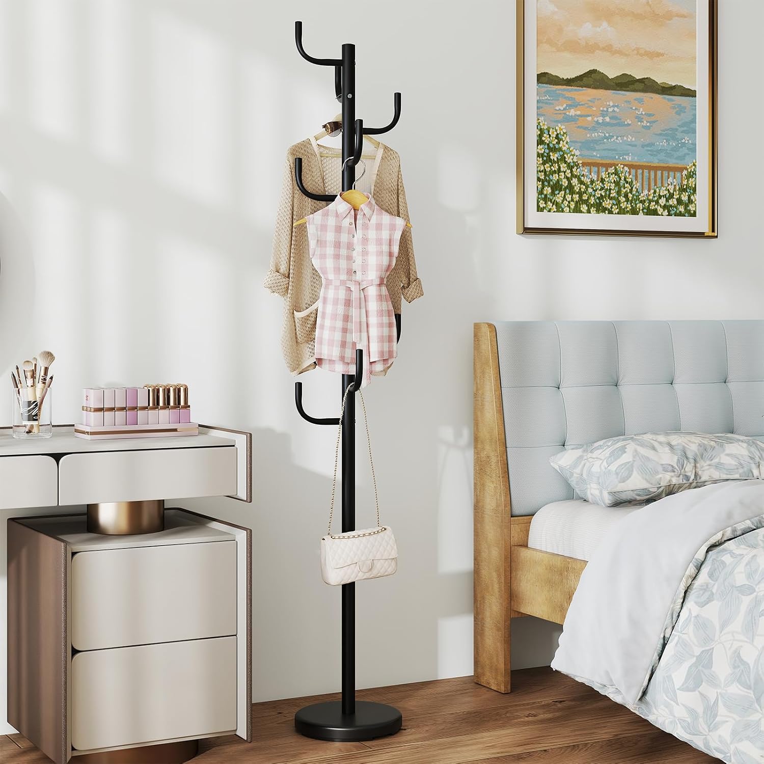 Giantex Heavy-Duty Coat Rack Freestanding, 69" Metal Cactus Clothes Stand with 8-Hook & 2 Height Options, Weight Base, Modern Coat Tree Hanger Stand for Bags, Purse Hat Rack Entryway, Bedroom, Office