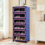 SAYMA Foldable Shoe Rack Organizer, Collapsible Shoe Cabinet with Magnetic Clear Door, Large Plastic Folding Shoe Cabinet, Easy Assembly Shoe Shelves Organizer for Entryway, 6 Tiers-12Pairs