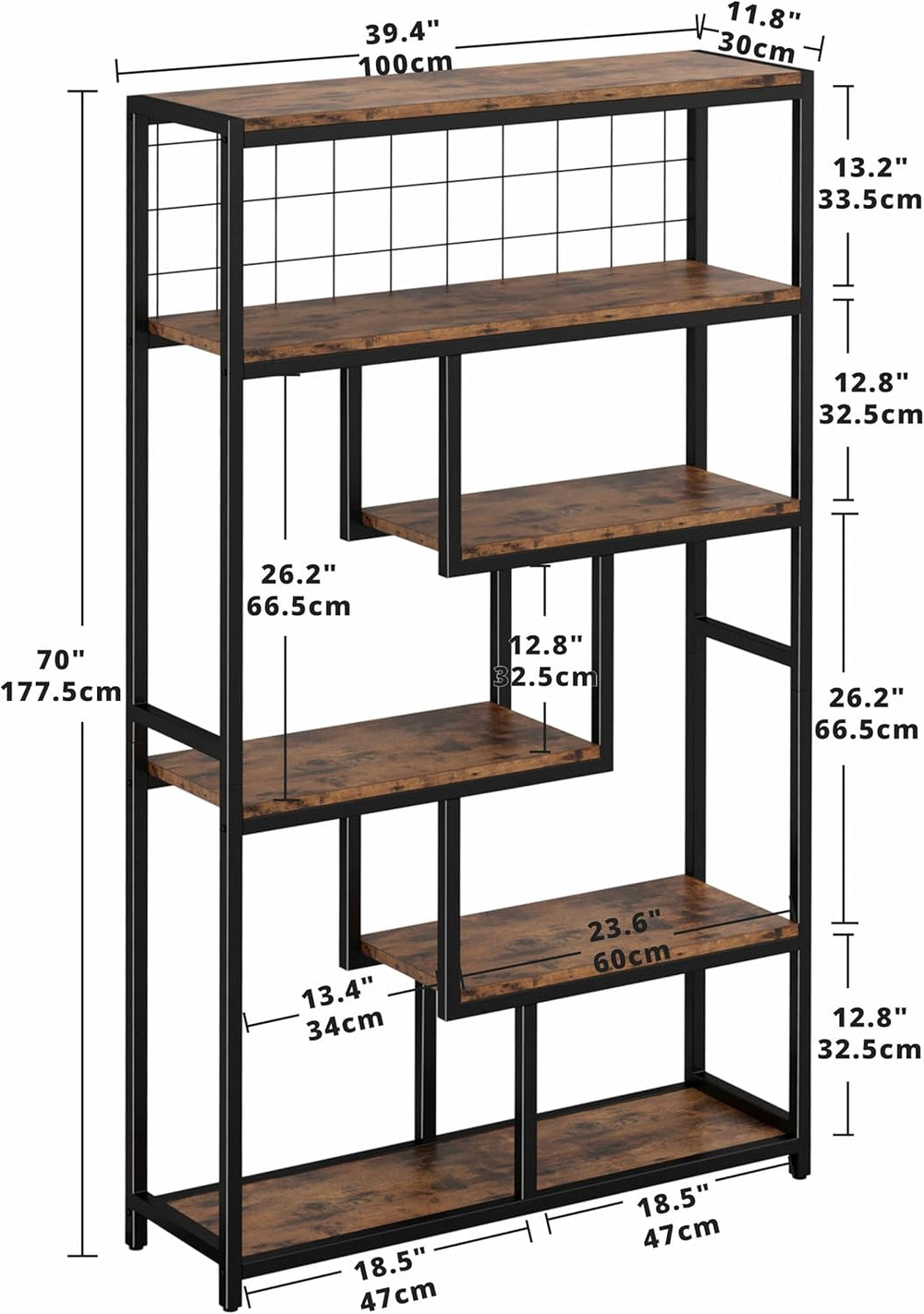 IRONCK Bookshelves 6 Tiers, Industrial Etagere Heavy Duty Shelves for Living ...