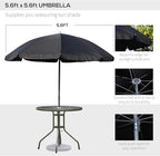 Outsunny 6 Piece Patio Dining Set for 4 with Umbrella, Outdoor Table and Chairs with 4 Folding Dining Chairs & Round Glass Table for Garden, Backyard and Poolside, Black and Coffee