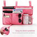 Bseash Bunk Bed Organizer, Bedside Caddy Hanging Bed Organizer Storage Bag 8 Pockets, for College Dorm Rooms Bed, Hospital Bed, Baby Bed Rails, 600D Oxford Cloth (Pink)