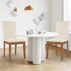 DAGONHIL Dining Chairs Set of 2, Modern Upholstered Fabric Dining Room Chairs, Armless Kitchen Chairs with Wood Legs and Padded Seat for Living Room, Bedroom, Kitchen (Beige)