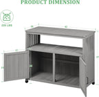 Outdoor Potting Bench with Storage Cabinet and Metal Top, Wood Workstation for Outdoor Patio, Garden (Grey, 42×18×37")