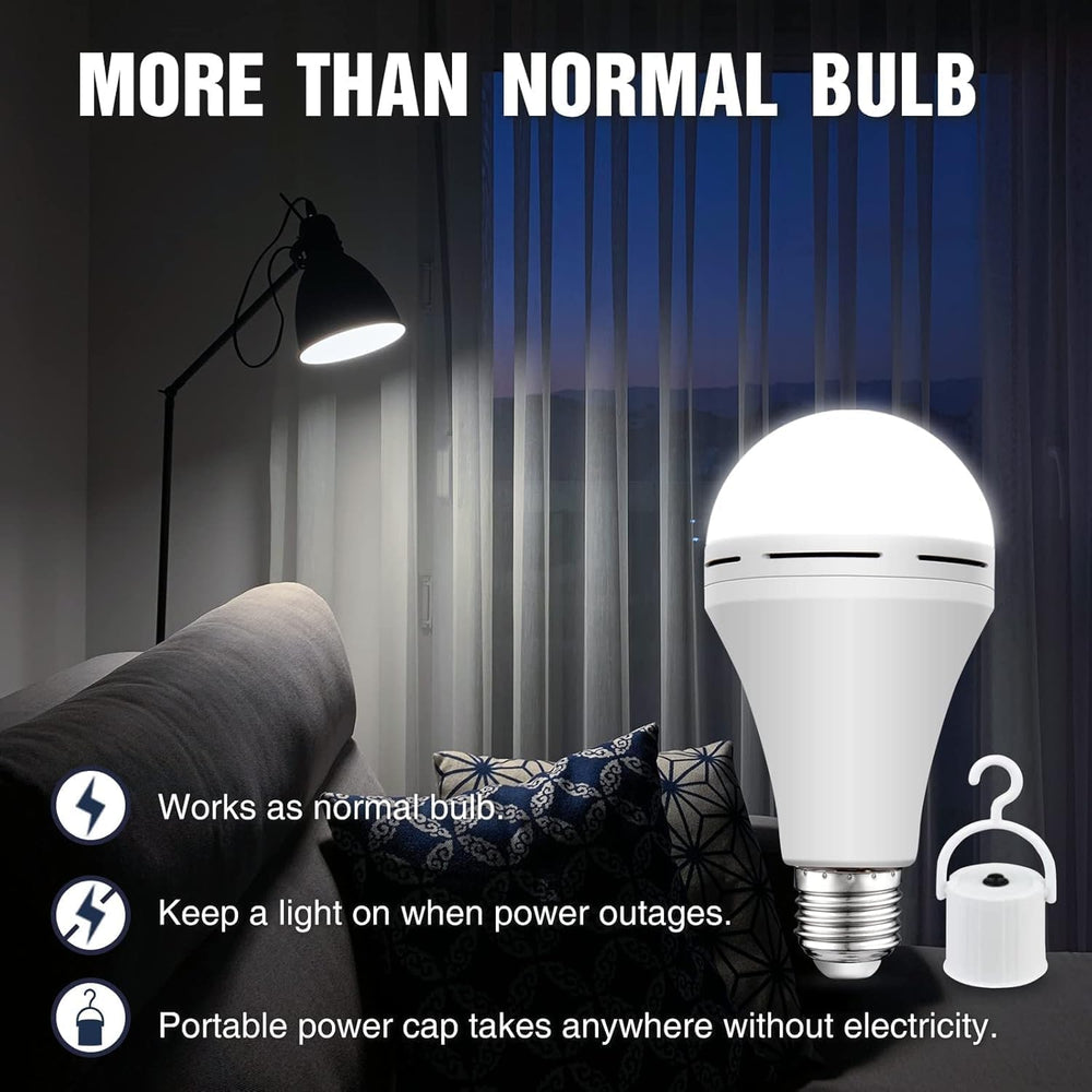Neporal 4 Pack Emergency-Rechargeable-Light-Bulb, Stay Lights Up When Power F...