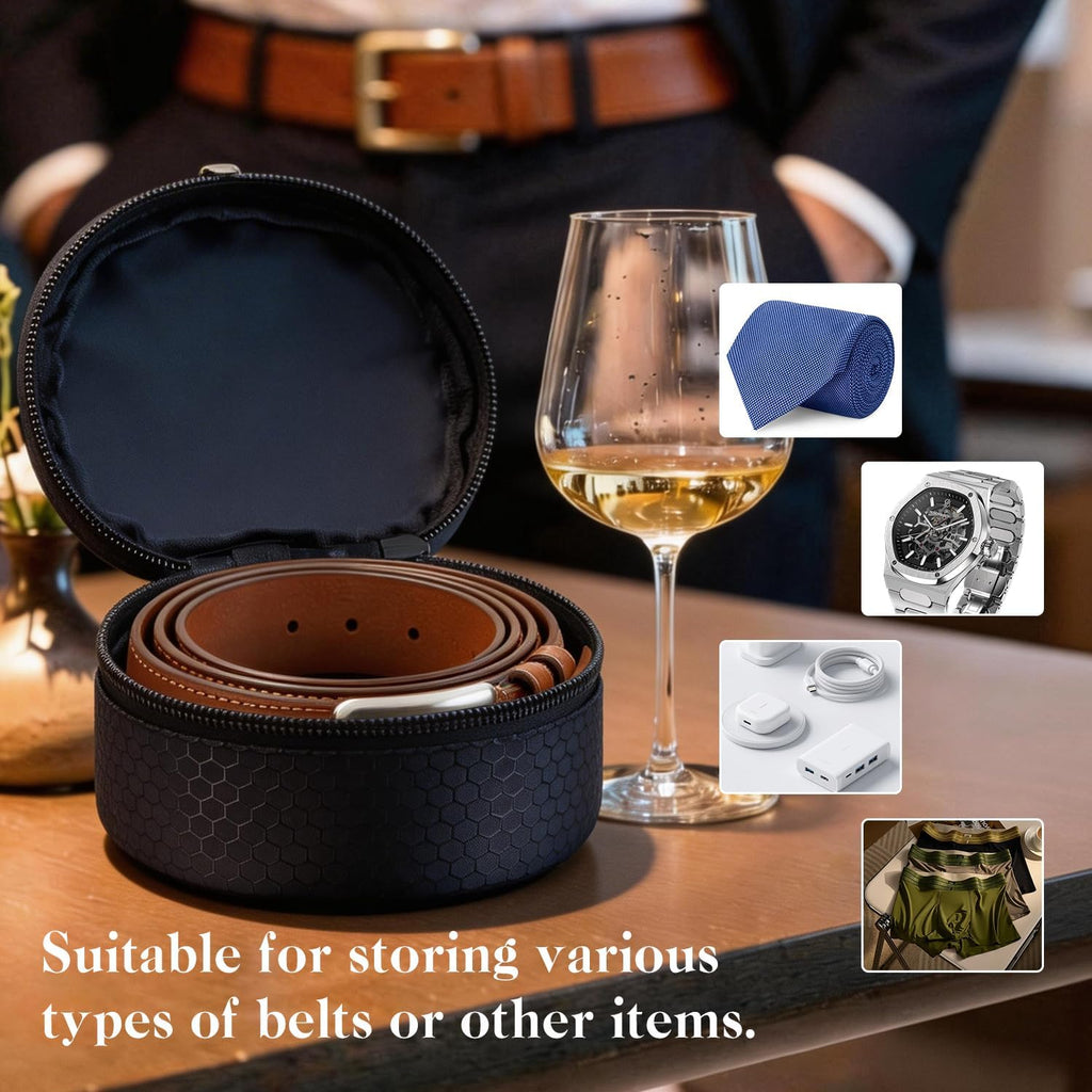 Belt Organizer Case,Travel Belt Storage Holder for Closet Drawer,Display Case for Belts,Ties,Portable Container Storage Holder,Height 2.6inch(Bag Only)