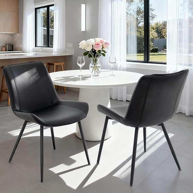 Brage Living Dining Chairs Set of 2, PU Leather Modern Armless Kitchen Dining...