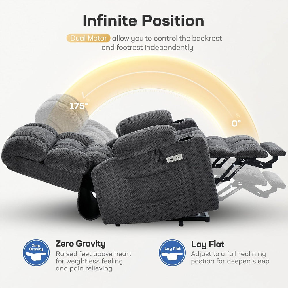 Tami Tami Dual Motor Power Lift Chair Recliner for Elderly with Massage and H...
