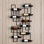 Geometric Wall Mounted Wine Rack, Wall Display Shelf Space Saving, Modern Floating Bottle Organizer for Kitchen, Bar, Living Room