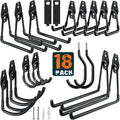 18 Pack Garage Hooks Heavy Duty Utility Steel with Anti-Slip Coating Wall Mount Storage Organizer for Hanging Power and Garden Tools, Ladders, Hose, Bikes, Ropes, Bulk Items, and More