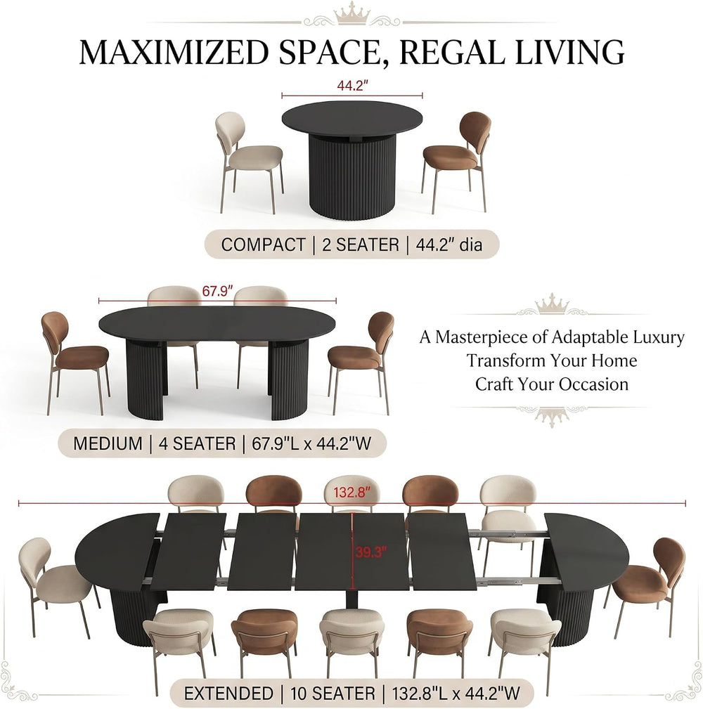Extendable Dining Table for 1-10 People, Wood Foldable Kitchen Table for Smal...