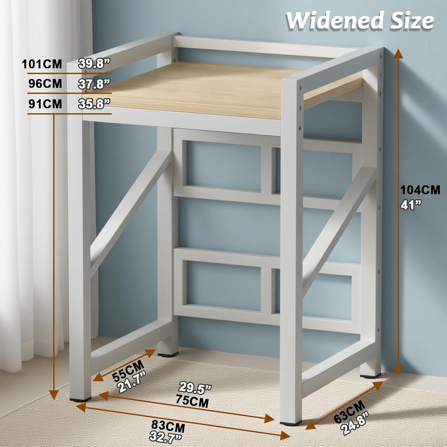 Over The Washer and Dryer Storage Shelf, Widen & 3 Height Adjustable Stacking Rack, Space Saver Washer Dryer Stacking Kit, Thicker Metal Washer Shelf for within 29.5" width (White, 29.5 Inch)