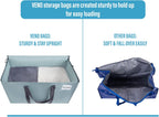 VENO 6 Pack Moving Bags and Large Christmas Storage Bins with lids. Alternative to Moving Boxes, Packing Supplies for College. Extra Large Heavy Duty Totes for Packaging (Light Blue Matte, 6 Pack)