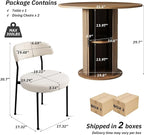 SoarFlash Kitchen Table and Chairs for 2, 31.5" Dining Table Set for 2 with Upholstered Chairs, 3 Piece Kitchen Table Set with Storage Shelf for Small Space, Apartment