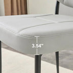 Modern Dining Chairs Set of 4, Grey Leather Dining Chairs for Dining Room and Kitchen, Dinning Chair with Oval Curved Backrest, Precision Stitching, Top Handle, 3.54" Thick Cushion Seat, Metal Legs