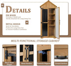 Outdoor Storage Cabinet Waterproof, Outdoor Storage Shed with Shelves, Wood & Metal Patio Backyard Garden Storage Cabinet Tool Organizer for Outside