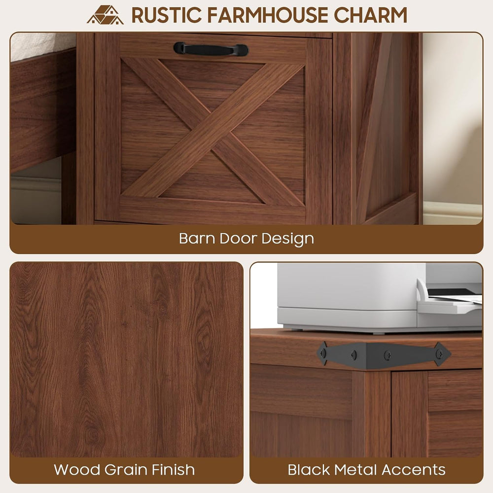Halitaa Small Farmhouse File Cabinet with 3 Drawers for Home Office, Walnut |...