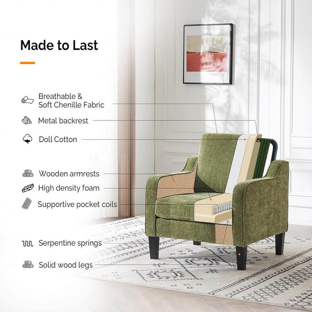 VINGLI Accent Chair for Living Room Chairs Olive Green Reading Chair for Bedr...