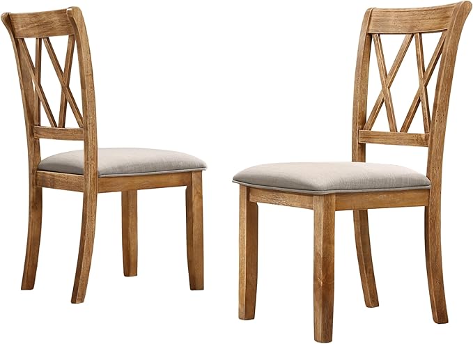 Roundhill Furniture Windvale Fabric Upholstered Dining Chair, Set of 2, Brown