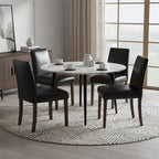 Dining Chairs Set of 4, Modern Dining Room Chairs with Wooden Legs, Faux Leather Upholstered Kitchen Farmhouse Parsons Chairs for Restaurant & Cafe- Black