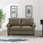 2 Piece Faux Leather Sofa Set,Modern Couch and Loveseat Sets with Storage,Mid Century Couch with Rivet Rolled Arm,Comfy Deep Seat Sofa,Furniture for Living Room,Office(Loveseat+3 Seater,Taupe)