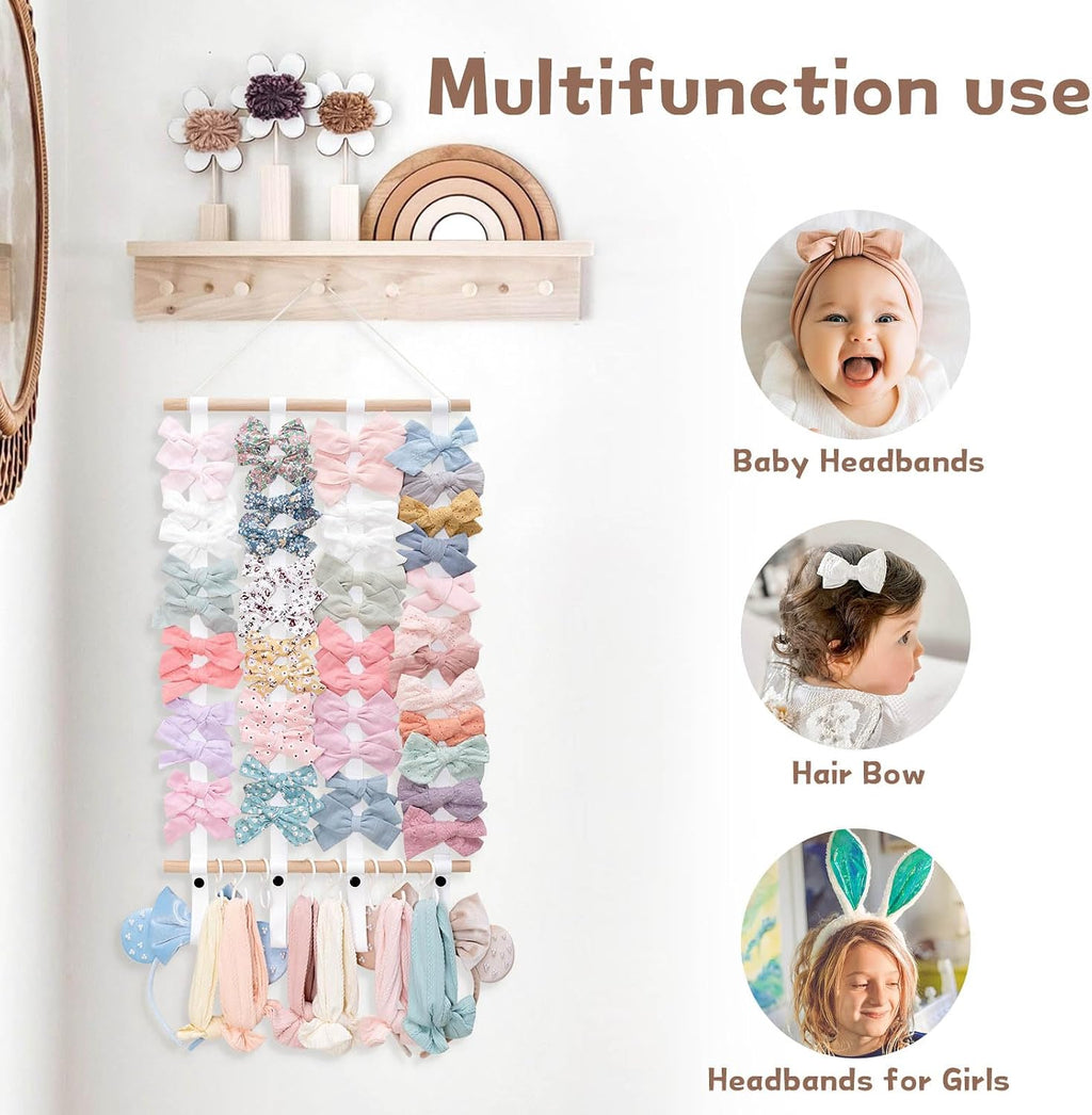 OAOLEER Hair Bow Holder Organizer for Girls，Hair Clips Headband Organizer Storage Wall Hanging Home Decor for Girls Room