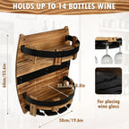 Whiskey Barrel Wall Shelf, Wooden Bourbon Bottle Display Rack | Vintage Handcrafted Wooden Liquor Storage Shelf for Home Bar, Kitchen, Man Cave and Farmhouse Decor