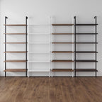 Nathan James Theo 6-Shelf Tall Bookcase, Wall Mount Bookshelf with Natural Wood Finish and Industrial Metal Frame, Nutmeg/Matte Black, Set of 2