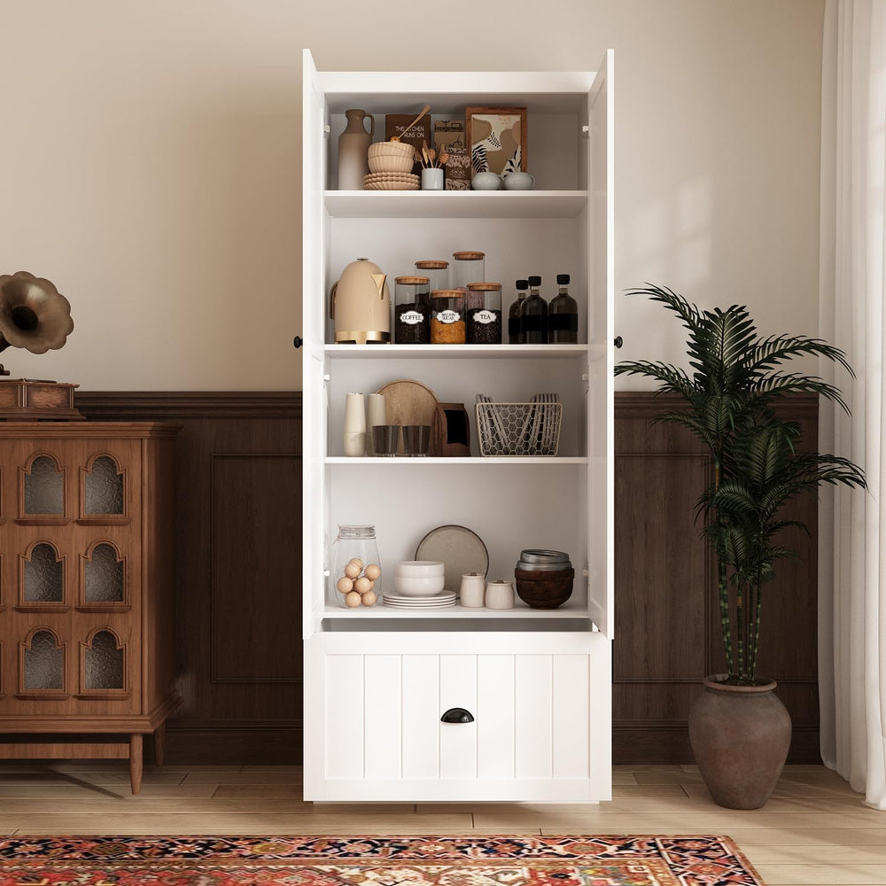FUFU&GAGA 70.9" Tall Kitchen Pantry Cabinet with Drawer, 2 Doors &am...