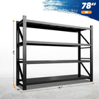 MIIIKO 79" W Storage Shelves,6800LBS Metal Garage Storage Shelving,Heavy Duty Adjustable Unit Storage Shelves for Warehouse,Basement,79" W x 24" D x 79" H,Black
