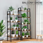 ASTARTH 5-Tier Ladder Shelf, 67 Inch Tall Open Floor Standing Bookshelf | Wooden Display Shelves with Metal Frame, for Living Room, Home Office, Rustic Brown