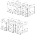 Vtopmart 6 Pack Bathroom Organizer, 2 Tier Clear Under Sink Organizers Vanity Countertop Storage Container,Cabinet Drawers Bins, Pull-Out Organization with Track for Pantry, Kitchen