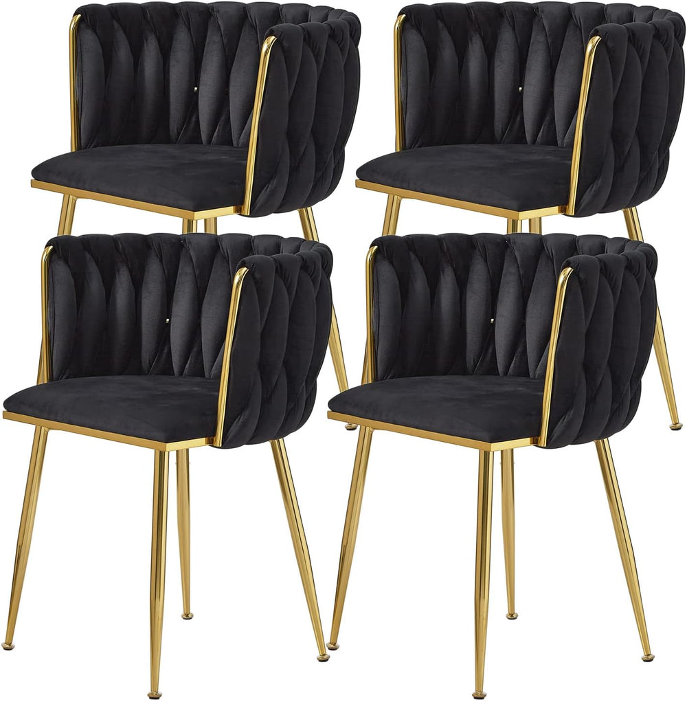 Dining Chairs, Black Velvet Dining Chairs Set of 4