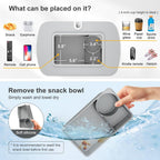 Tablet Stand Pillow with Snack Bowl, iPad Lap Holder for Hands-Free Reading and Relaxation on Bed,Couch,Recliner, 360° Rotating Clip for 4.7-13" Kindle,eBook,Tablet,iPhone (Light Gray)