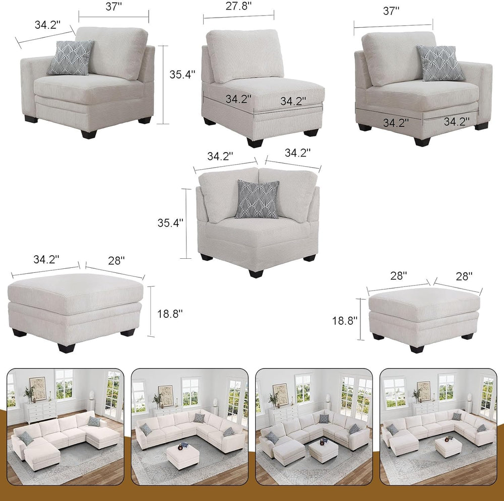 Legend Vansen Oversized Modular Sectional Sofa,U/L-Shaped Corduroy Couch with...