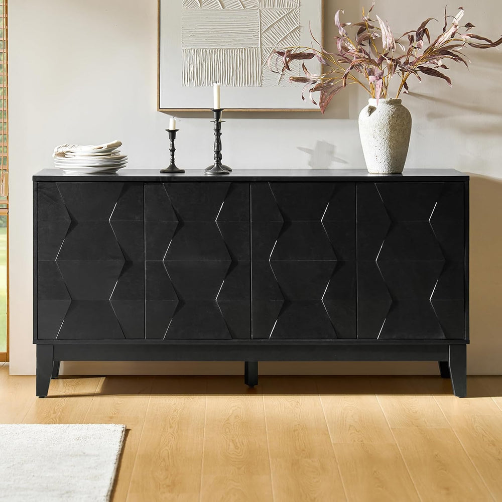 HULALA HOME Mid Century Sideboard Buffet Cabinet with Solid Wood Legs, 60&quo...