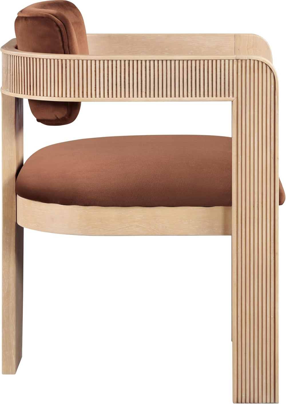 Meridian Furniture Sacha Velvet/Rubberwood Dining Chair, Cognac, Set of 2