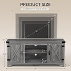 YESHOMY Modern Farmhouse TV Stand with Two Barn Doors and Storage Cabinets for Televisions up to 65+ Inch,Entertainment Center Console Table,Media Furniture for Living Room,Light Grey