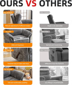 Oversized Glider Rocker Recliner, 24" Extra Wide 360° Swivel Nursery Recliner with Adjustable Headrest, Chenille Rocking Nursery Chair with Overstuffed Armrest, Lumbar Support, Dark Grey