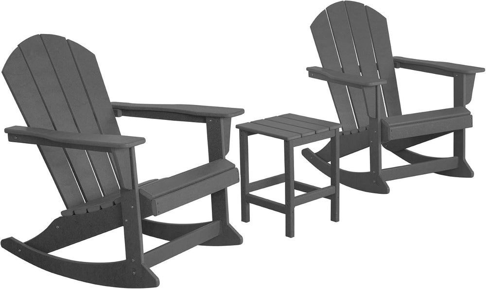 WestinTrends Malibu 3-Piece Set Outdoor/Patio Poly Adirondack Rocking Chairs ...