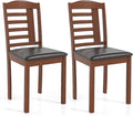 GOFLAME Wooden Dining Chairs Set of 2, Upholstered Kitchen Side Chairs with Faux Leather Padded Seat & Rubber Wood Frame, Mid-Century Dinette Chairs for Dining Room, Restaurant