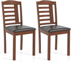 GOFLAME Wooden Dining Chairs Set of 2, Upholstered Kitchen Side Chairs with Faux Leather Padded Seat & Rubber Wood Frame, Mid-Century Dinette Chairs for Dining Room, Restaurant