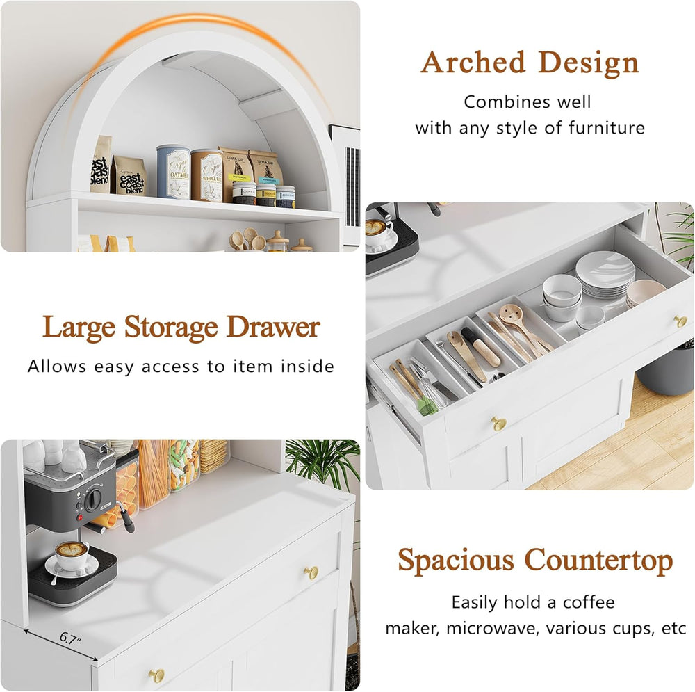 71" Tall Arched Kitchen Pantry Cabinet, Modern Kitchen Storage Cabinets ...
