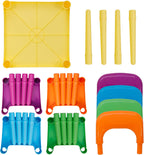 ZENY Kids Plastic Table and 4 Chairs Set, Multicolor Play Room Furniture for Reading, Train, Art, Crafts, Play