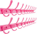 SKOLOO Coat Rack Wall Mounted - 10 Hooks, Pack of 2, Heavy Duty, Stainless Steel, Metal Wall Hanger, Sturdy Coat Hooks for Hanging Coats, Jacket, Clothes, Hat, Pink