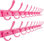 SKOLOO Coat Rack Wall Mounted - 10 Hooks, Pack of 2, Heavy Duty, Stainless Steel, Metal Wall Hanger, Sturdy Coat Hooks for Hanging Coats, Jacket, Clothes, Hat, Pink