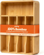 SMIRLY Silverware Drawer Organizer – Bamboo Kitchen Drawer Organizer, Adjustable Utensil Holder and Cutlery Tray, Drawer Dividers for Flatware and Kitchen Utensils