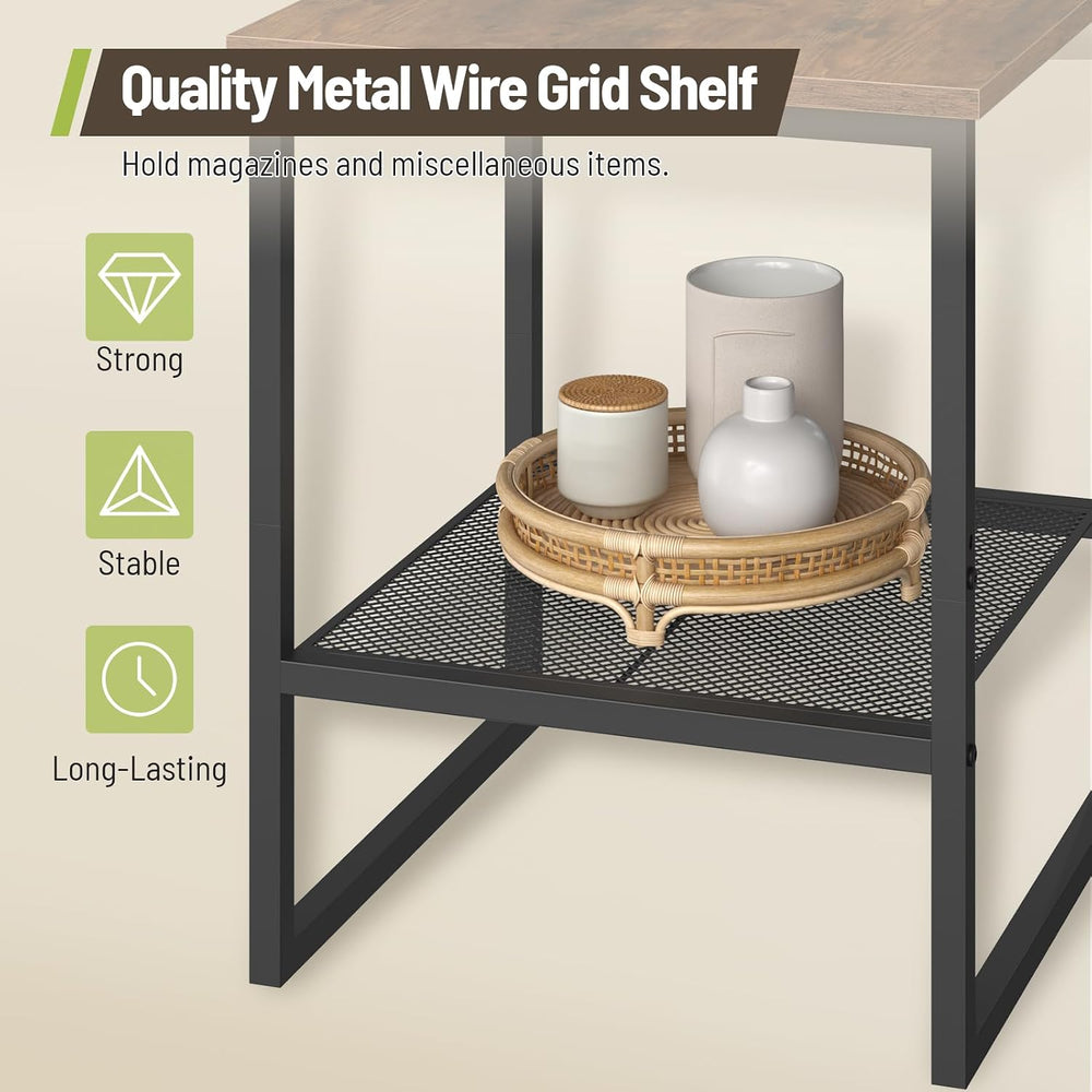 Coffee Table Set of 4, Nesting Coffee Table and 2 Side Tables | Industrial Sq...