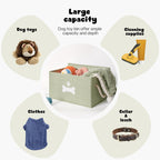 Dog Toy Basket with Lid, Dog Basket for Toys, Dogs Toy Box with Cotton Rope Handles, Collapsible Storage Bins for Pet Toys, Dogs Storage Organizer, Green